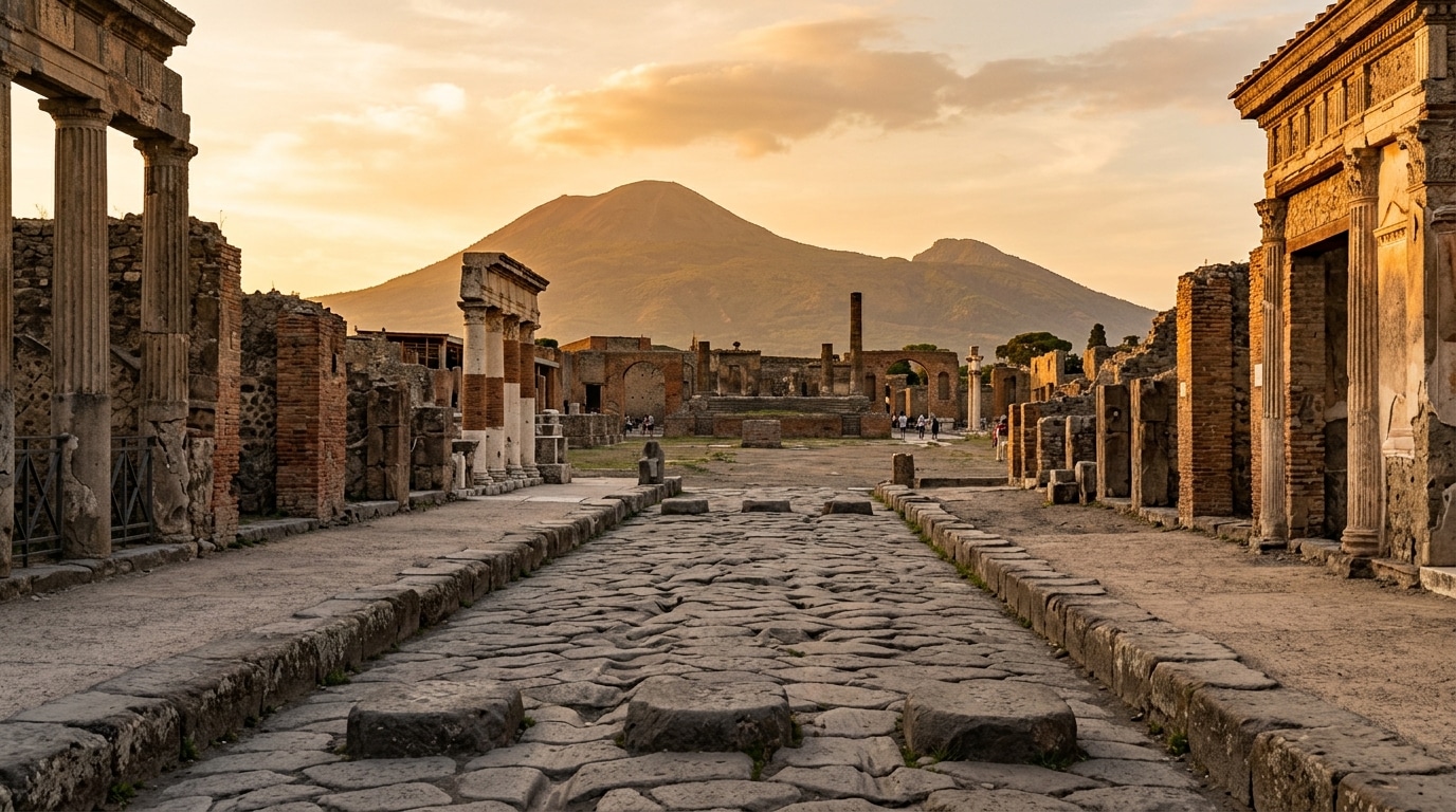 Ancient Roman ruins and forum columns